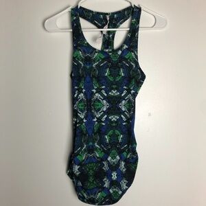 ! Karma Activewear Green Abstract Print Tank Women Size XS